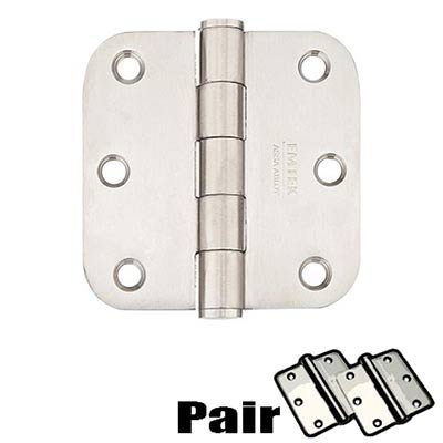 3-1/2" X 3-1/2" 5/8" Radius Residential Duty Hinge in Brushed Stainless Steel (Sold In Pairs)