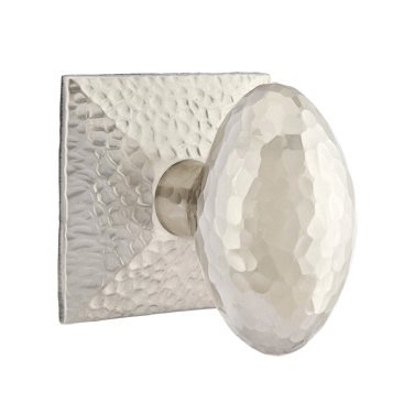 Passage Hammered Egg Door Knob with Hammered Rose and Concealed Screws in Satin Nickel