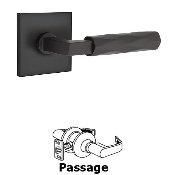 Passage Tribeca Lever with L-Square Stem and Concealed Screws Square Rose in Flat Black