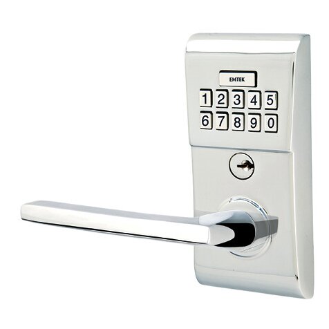 Helios Left Hand Modern Lever with Electronic Keypad Lock in Polished Chrome