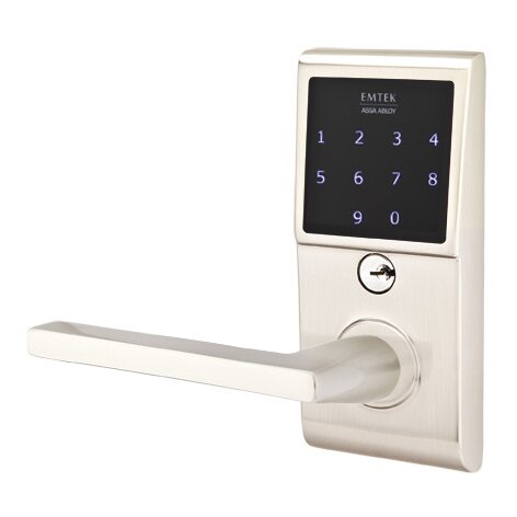 Helios Left Hand Emtouch Lever with Electronic Touchscreen Lock in Satin Nickel