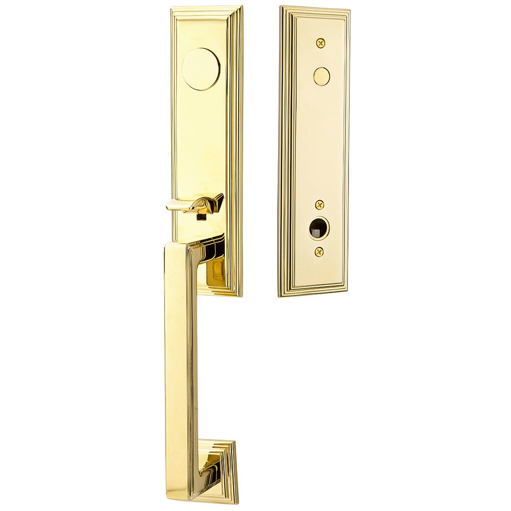 Dummy Wilshire Handleset with Lowell Crystal Knob in Polished Brass