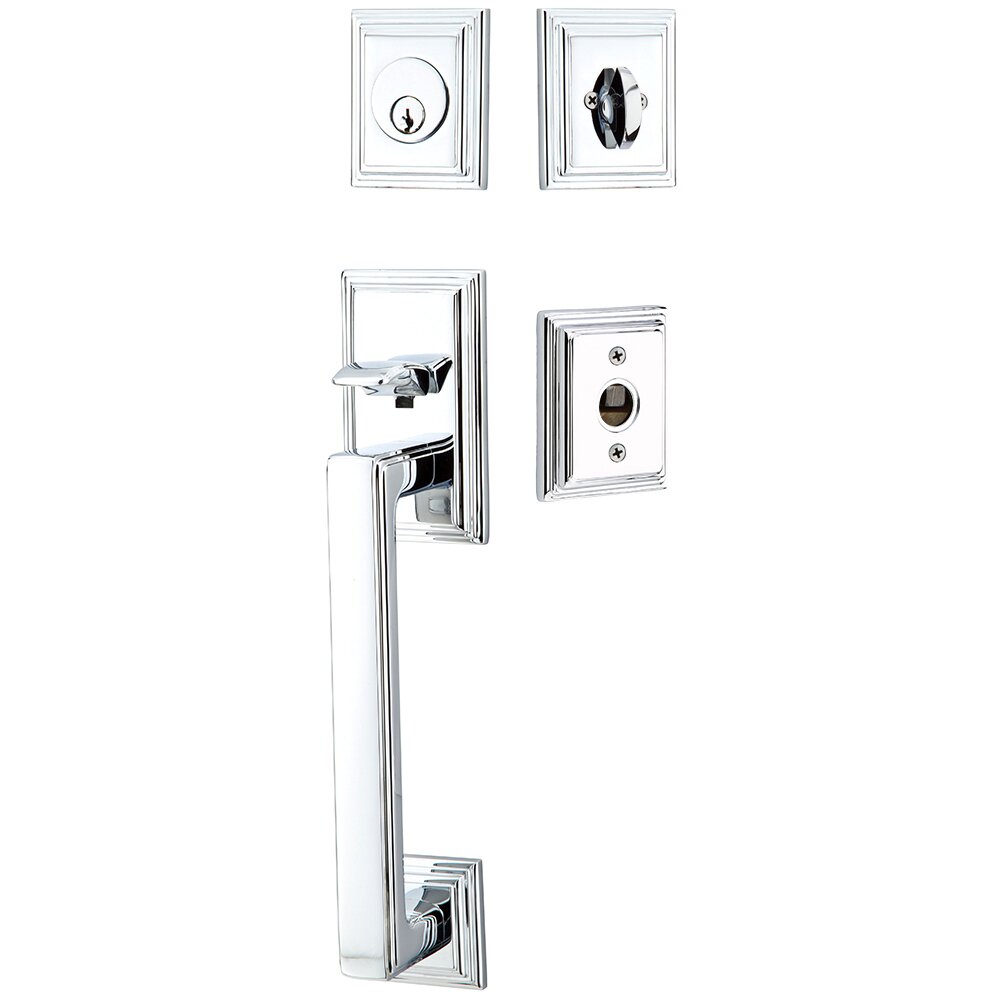 Single Cylinder Hamden Handleset with Providence Crystal Knob in Polished Chrome