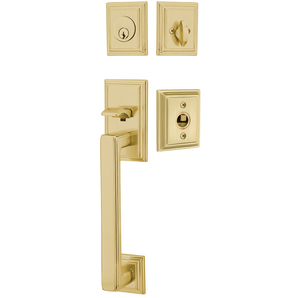Single Cylinder Hamden Handleset with Athena Right Handed Lever in Satin Brass