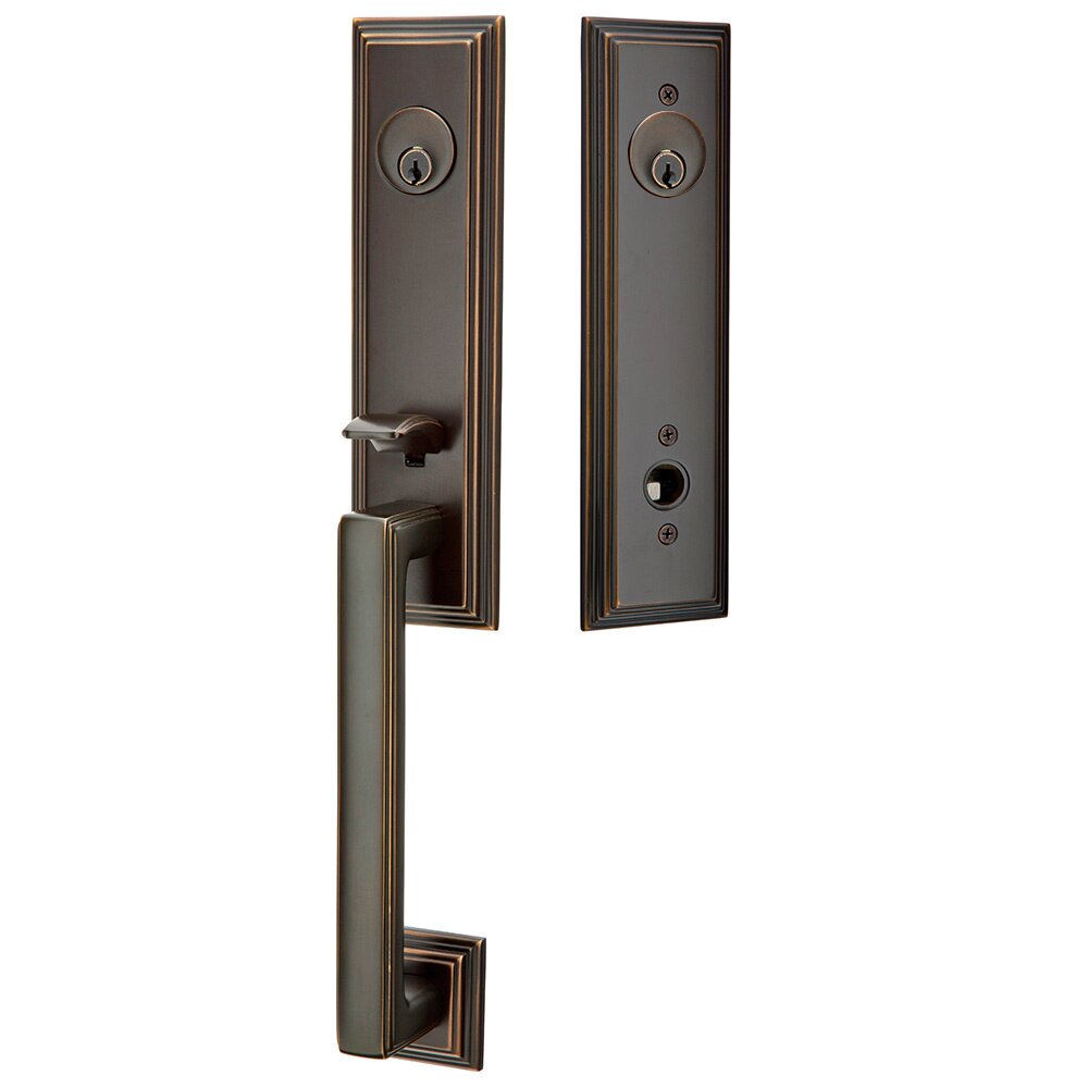 Double Cylinder Wilshire Handleset with Providence Crystal Knob in Oil Rubbed Bronze