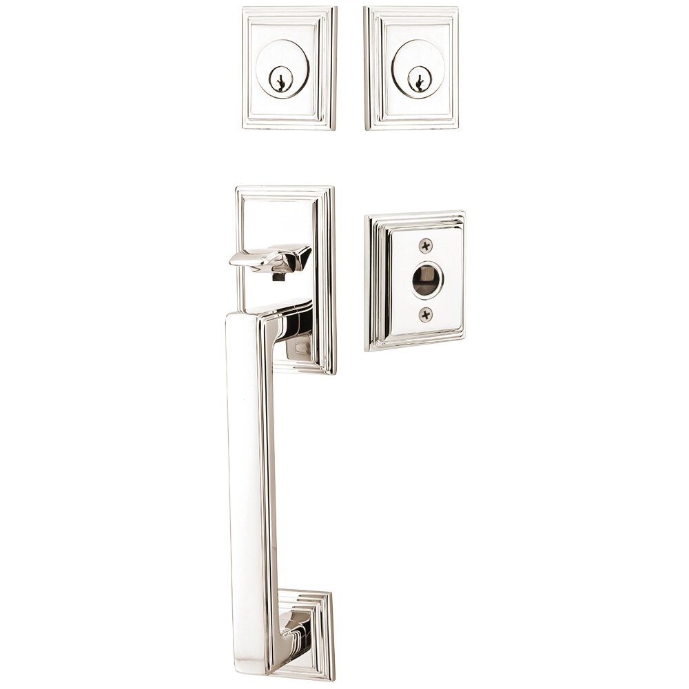 Double Cylinder Hamden Handleset with Old Town Crystal Knob in Polished Nickel