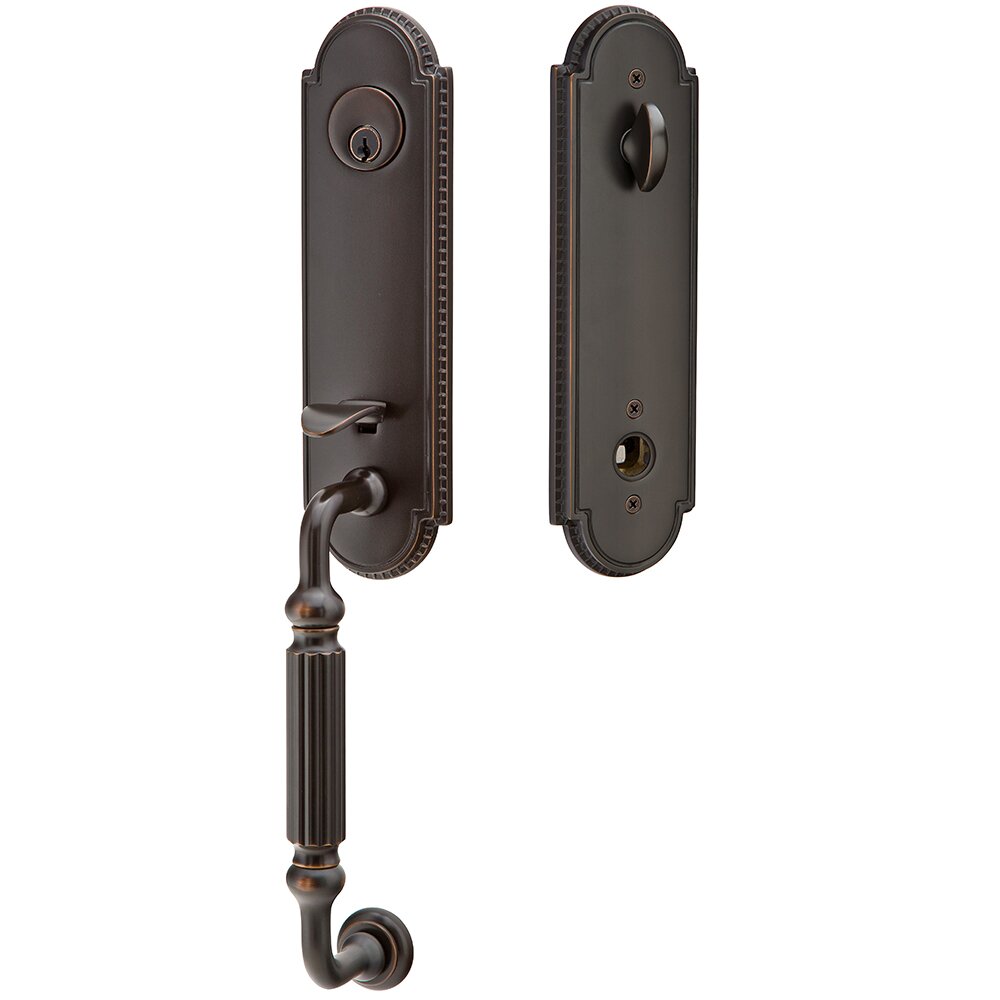 Single Cylinder Orleans Handleset with Ribbon And Reed Knob in Oil Rubbed Bronze