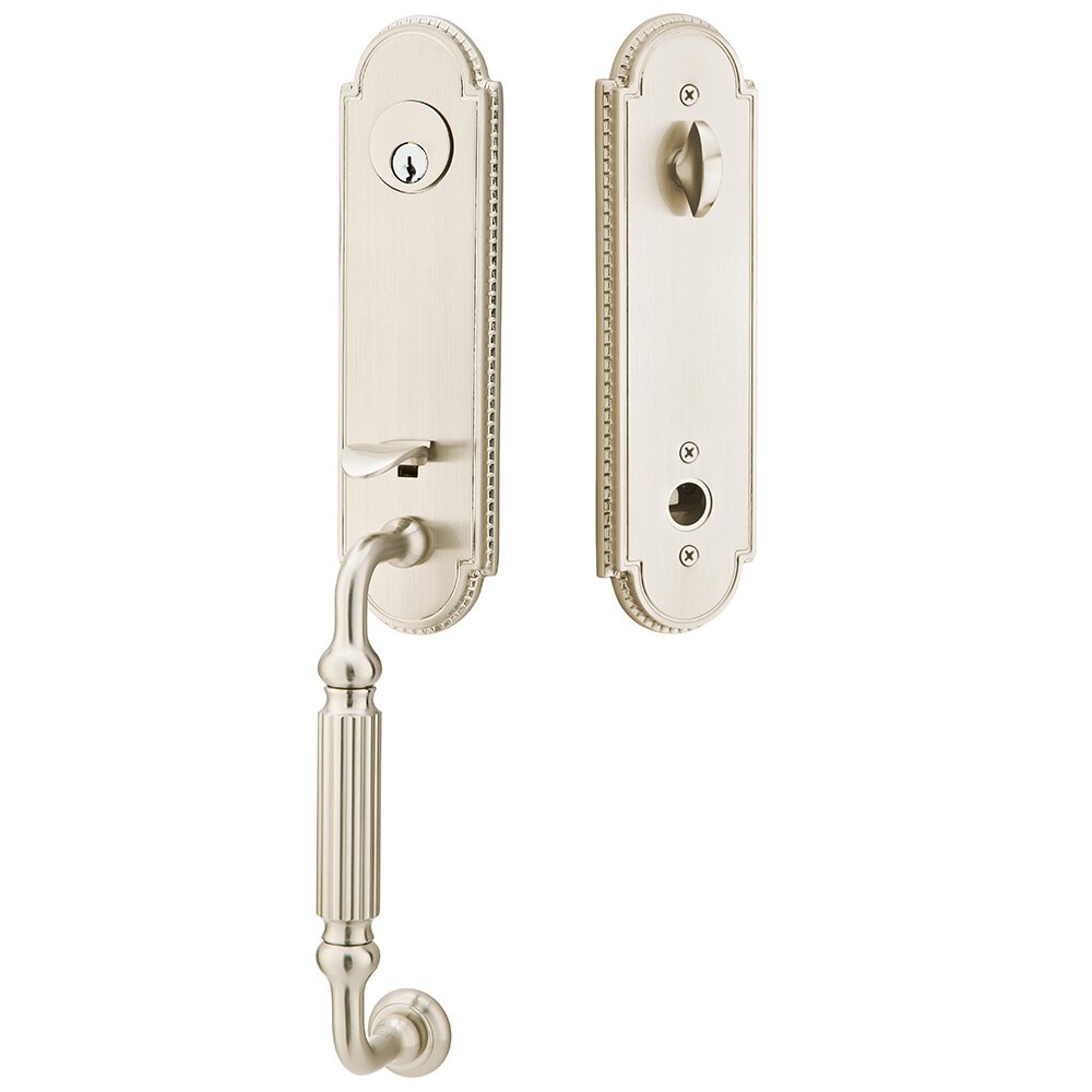 Single Cylinder Orleans Handleset with Old Town Crystal Knob in Satin Nickel