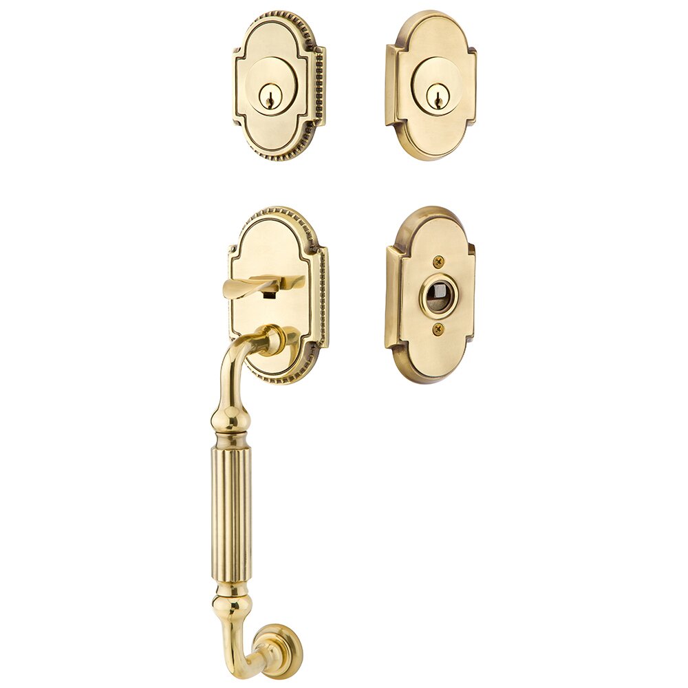 Double Cylinder Knoxville Handleset with Waverly Knob in French Antique Brass