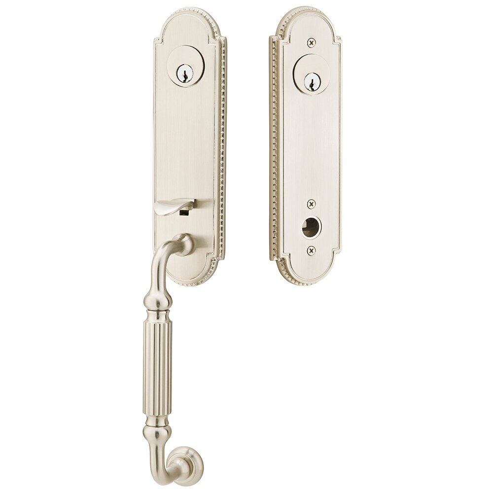 Double Cylinder Orleans Handleset with Windsor Crystal Knob in Satin Nickel