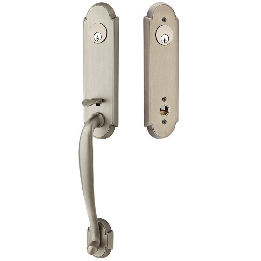 Double Cylinder Richmond Handleset with Diamond Crystal Knob in Pewter