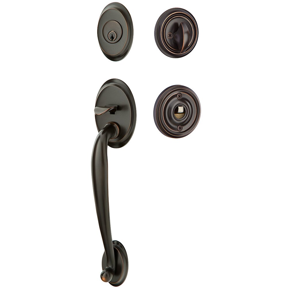 Single Cylinder Saratoga Handleset with Hampton Crystal Knob in Oil Rubbed Bronze