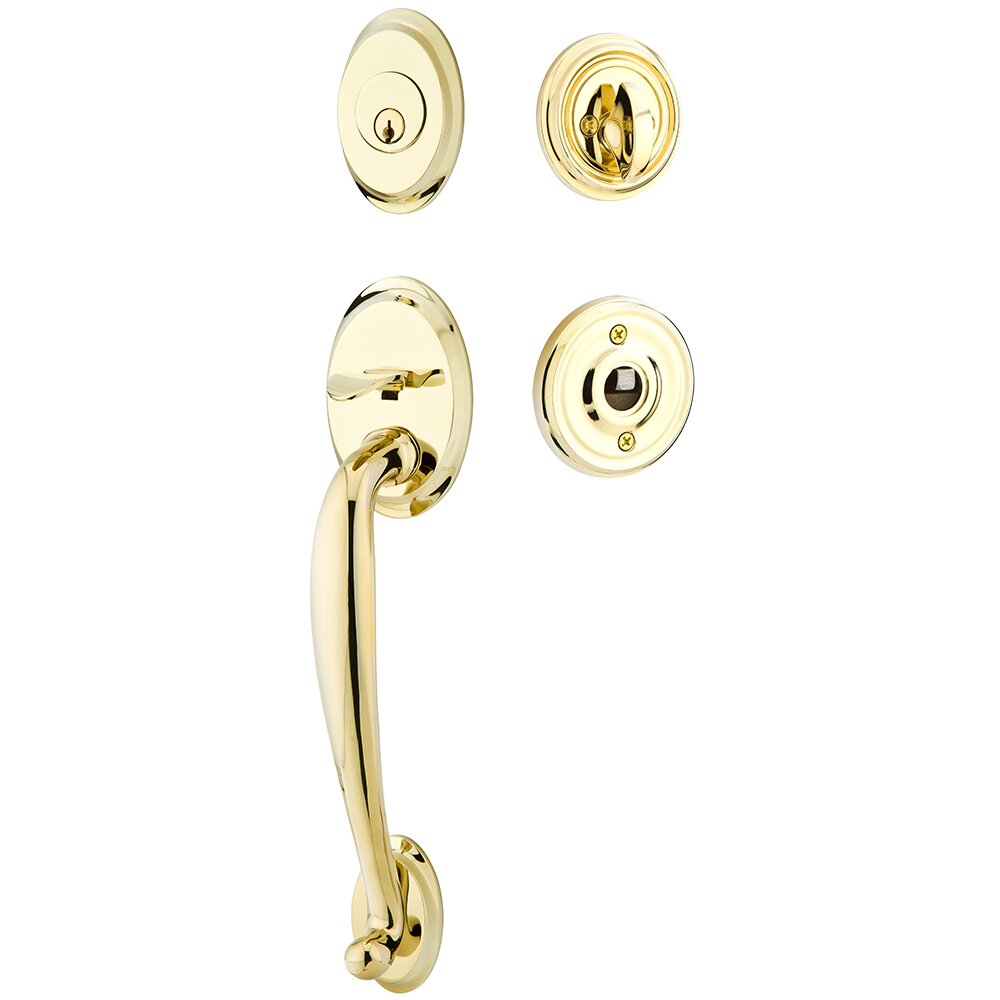 Single Cylinder Saratoga Handleset with Georgetown Crystal Knob in Unlacquered Brass