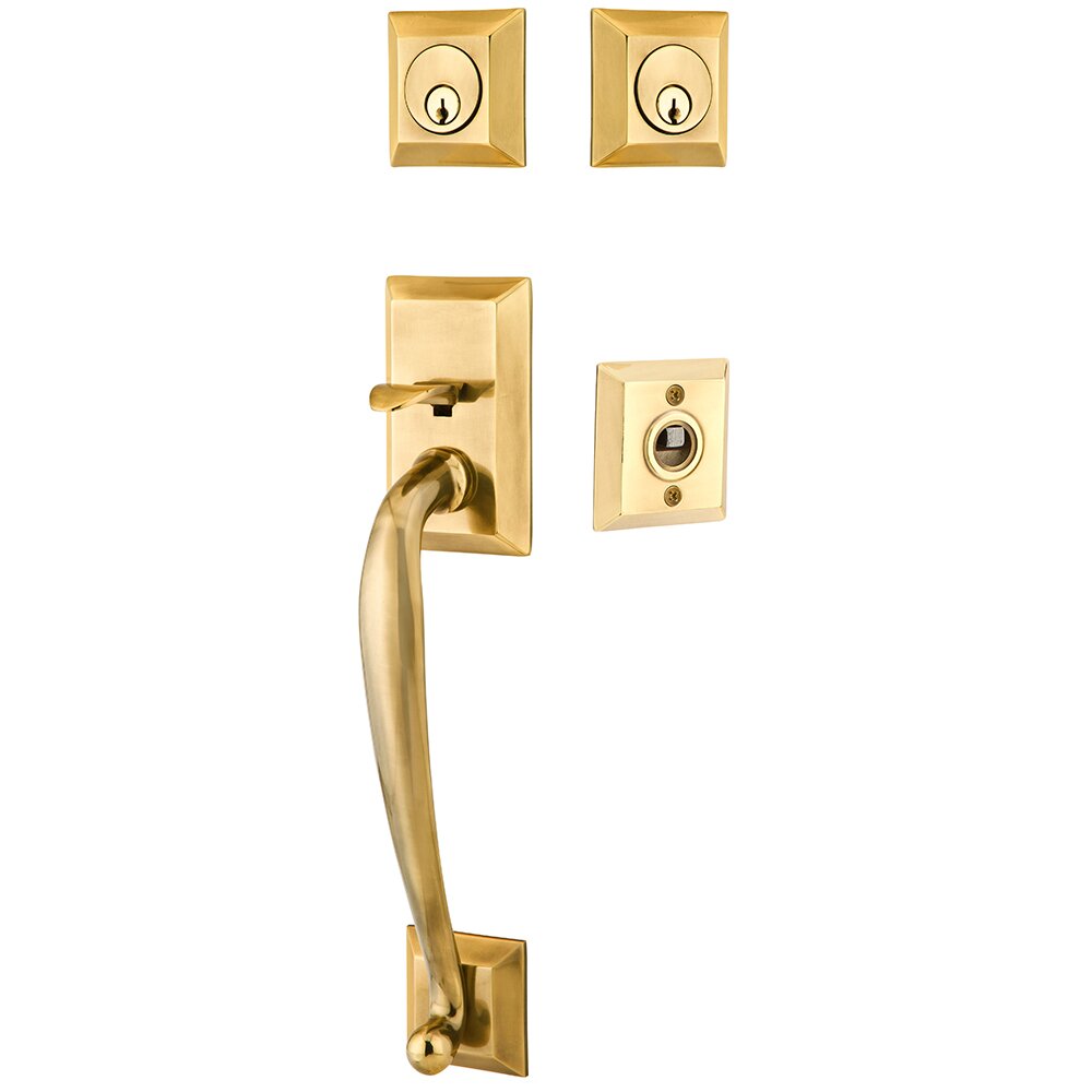 Double Cylinder Franklin Handleset with Lowell Crystal Knob in French Antique Brass