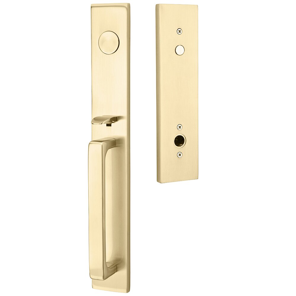 Dummy Lausanne Handleset with Freestone Right Handed Lever in Satin Brass