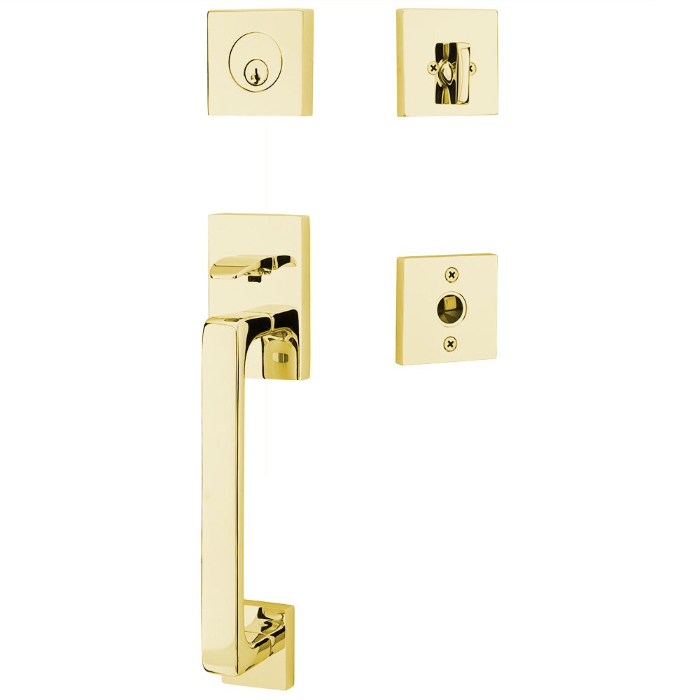 Single Cylinder Baden Handleset with Providence Crystal Knob in Unlacquered Brass