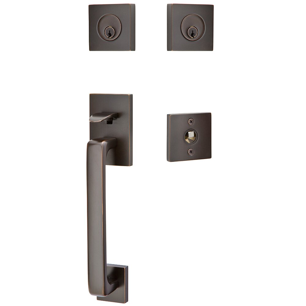 Double Cylinder Baden Handleset with Diamond Crystal Knob in Oil Rubbed Bronze