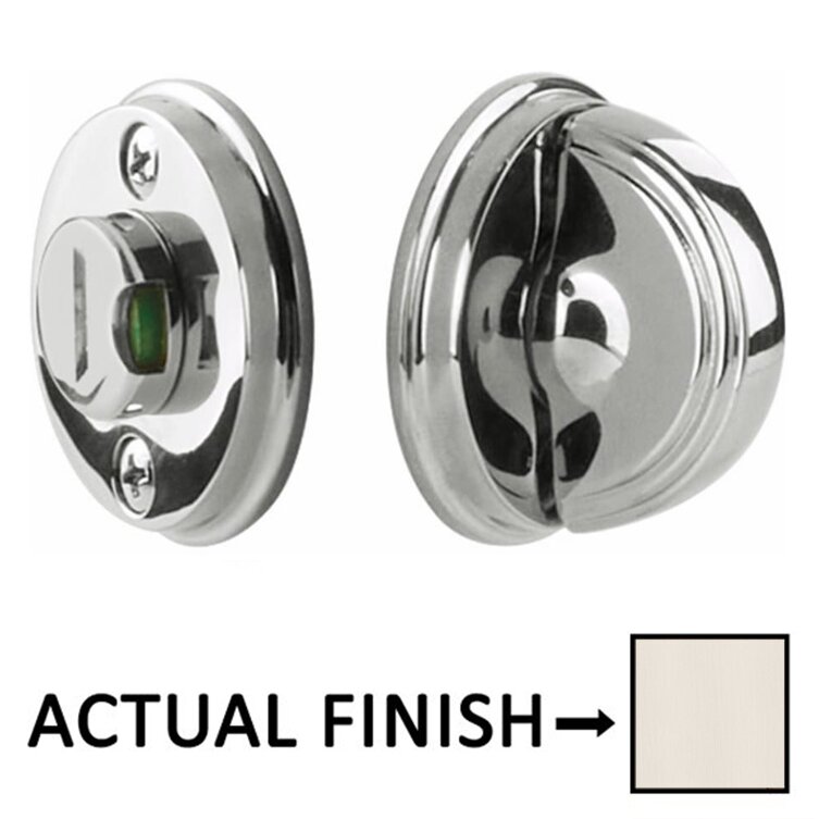 Arched Step Thumbturn with Watford Double Rosette with Indicator Privacy Door Bolt with Indicator in Satin Nickel