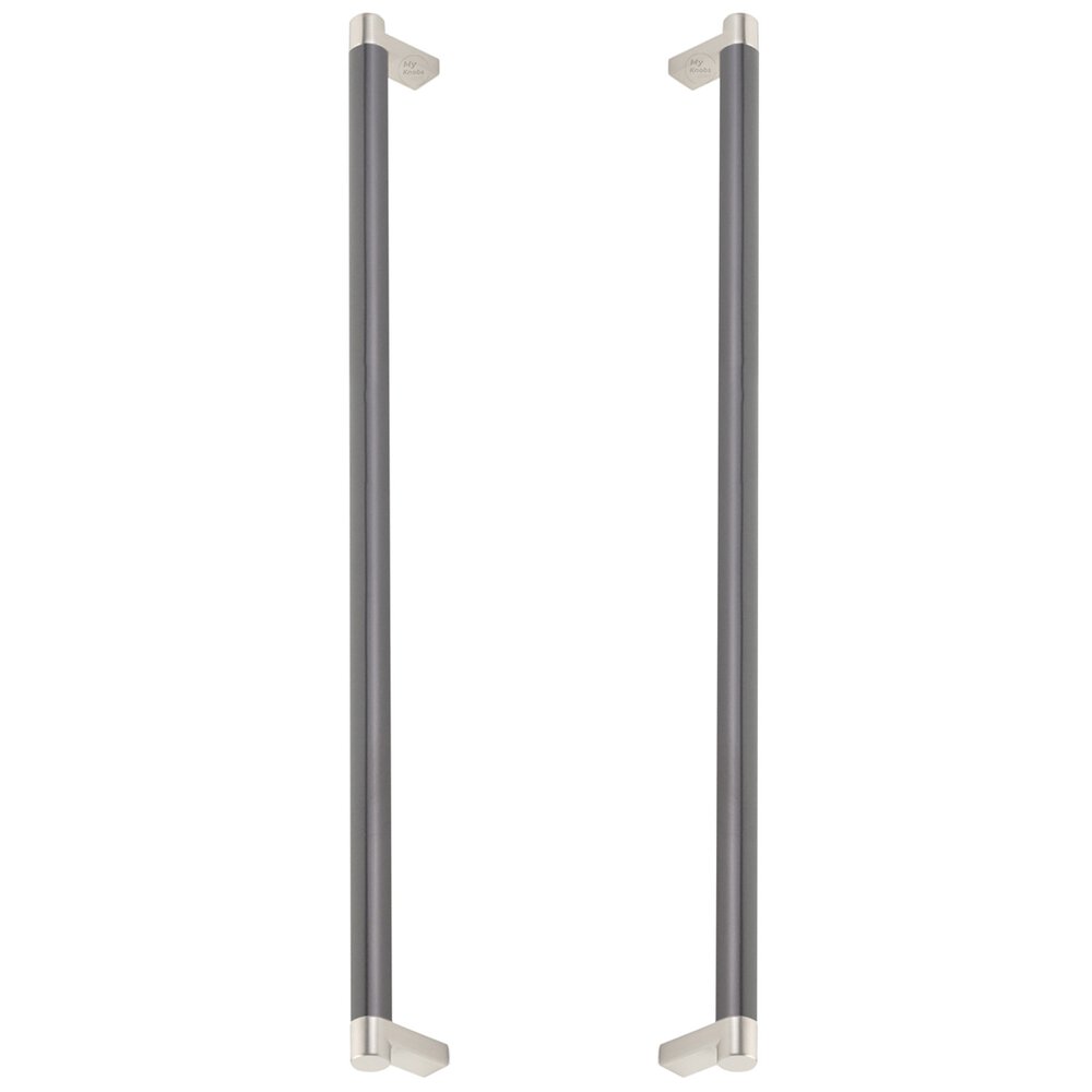 18" Centers Back To Back Pull Rectangular Stem in Satin Nickel And Smooth Bar in Oil Rubbed Bronze