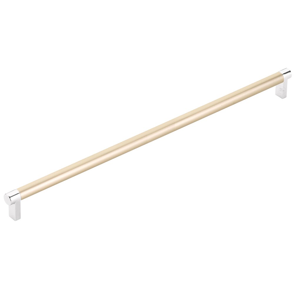 18" Centers Concealed Mount Door Pull Rectangular Stem in Polished Chrome And Smooth Bar in Satin Brass