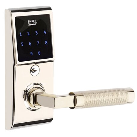 Emtouch - L-Square Knurled Lever Electronic Touchscreen Lock in Polished Nickel