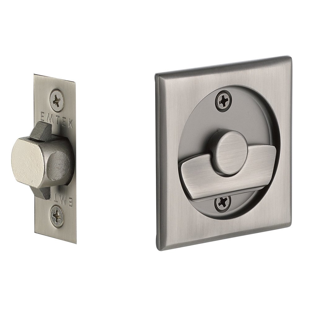 Tubular Square Privacy Pocket Door Lock in Pewter