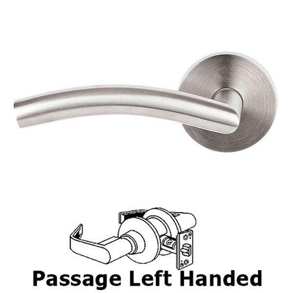 Dresden Left Hand Passage Door Lever With Brushed Stainless Steel Disk Rose