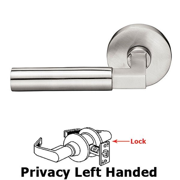 Hercules Left Hand Privacy Door Lever and Brushed Stainless Steel Disk Rose with Concealed Screws