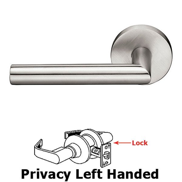 Stuttgart Left Hand Privacy Door Lever and Brushed Stainless Steel Disk Rose with Concealed Screws