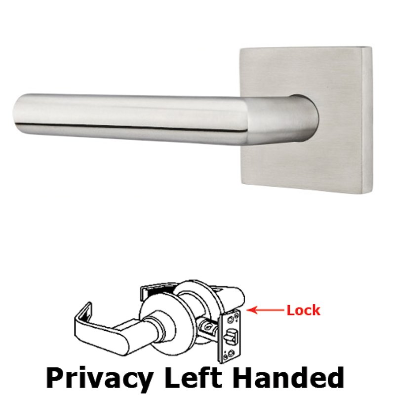 Stuttgart Left Hand Privacy Door Lever With Brushed Stainless Steel Square Rose