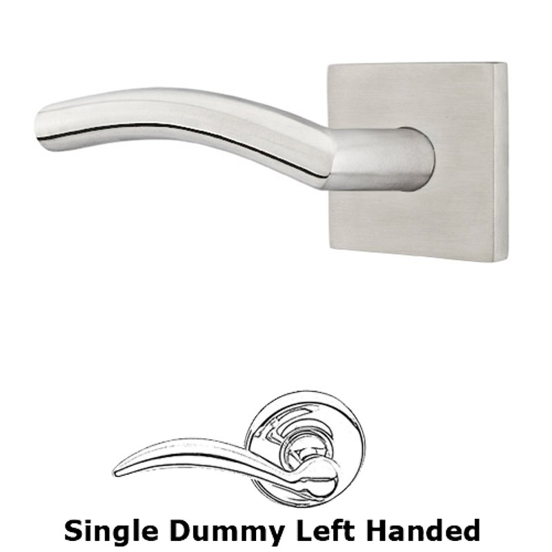 Single Dummy Left Handed Dresden Door Lever With Brushed Stainless Steel Square Rose