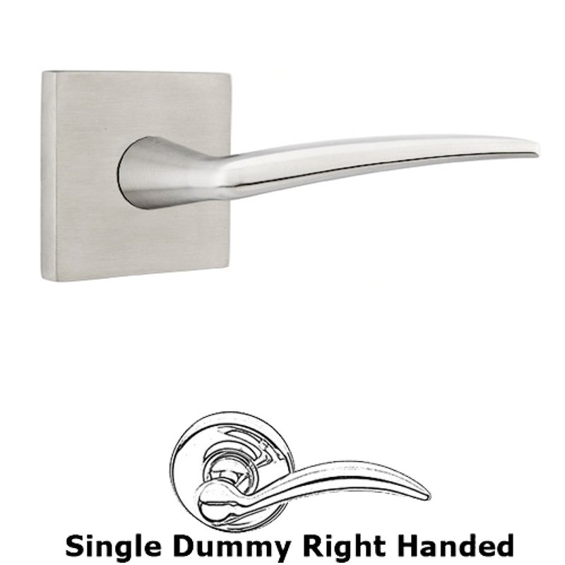 Single Dummy Right Handed Poseidon Door Lever With Brushed Stainless Steel Square Rose