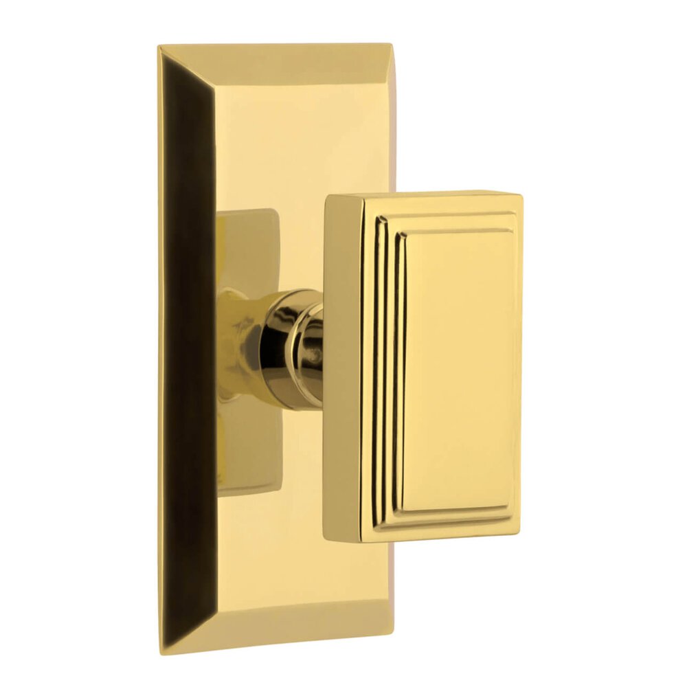 Fifth Avenue Short Plate Passage with Carre Knob in Lifetime Brass