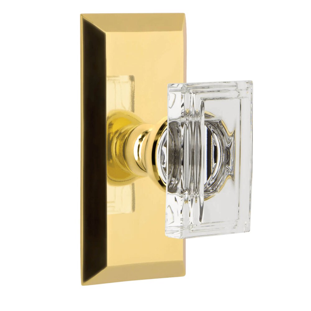 Fifth Avenue Short Plate Single Dummy with Carre Crystal Knob in Lifetime Brass