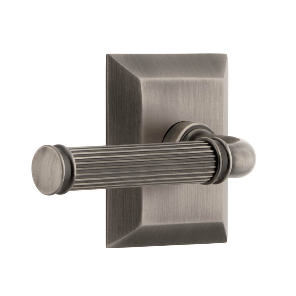 Fifth Avenue Square Rosette Passage with Soleil Lever in Antique Pewter