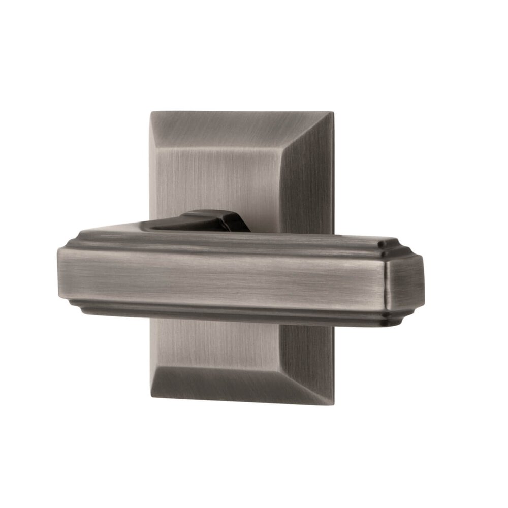 Fifth Avenue Square Rosette Privacy with Carre Lever in Antique Pewter