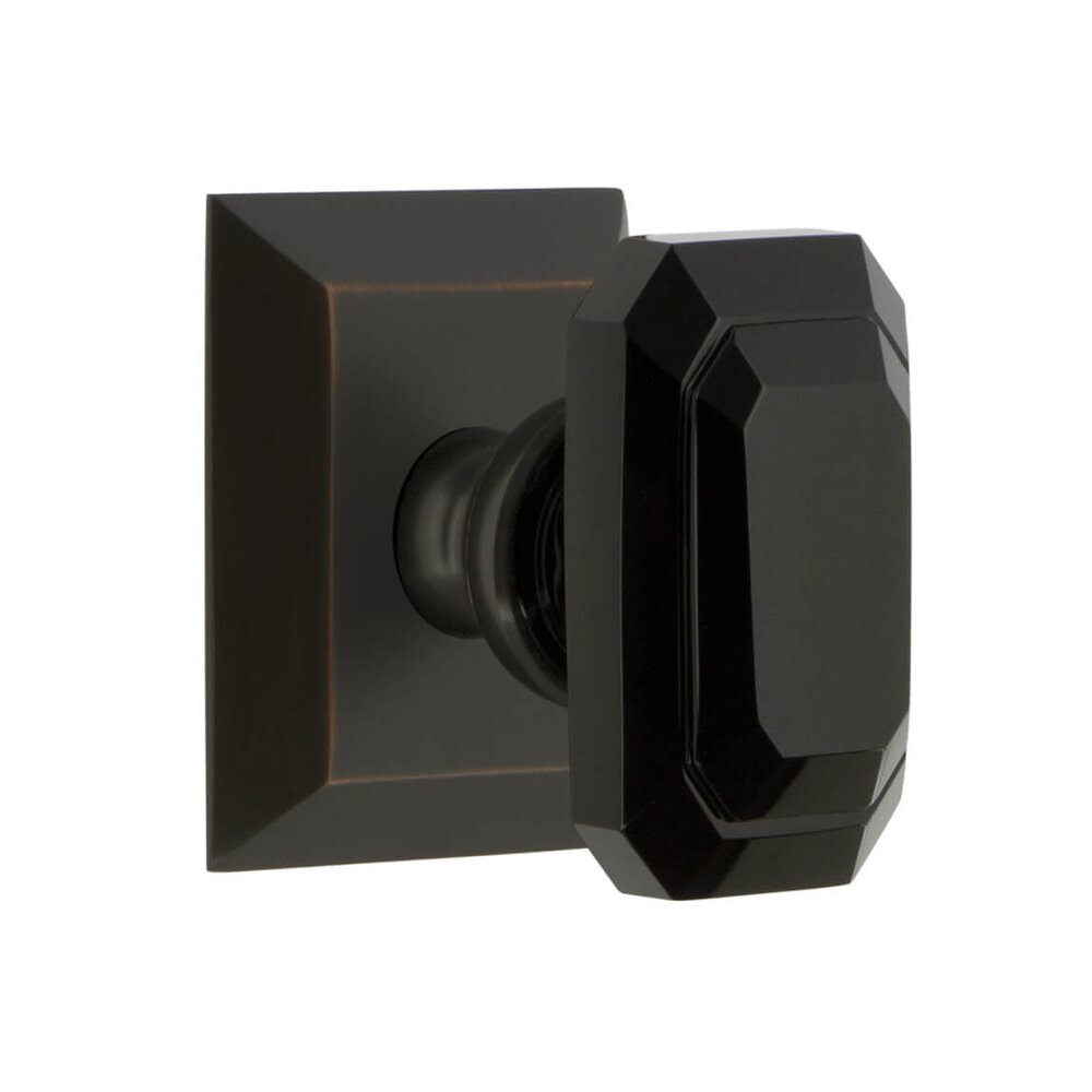 Fifth Avenue Square Rosette Single Dummy with Baguette Black Crystal Knob in Timeless Bronze