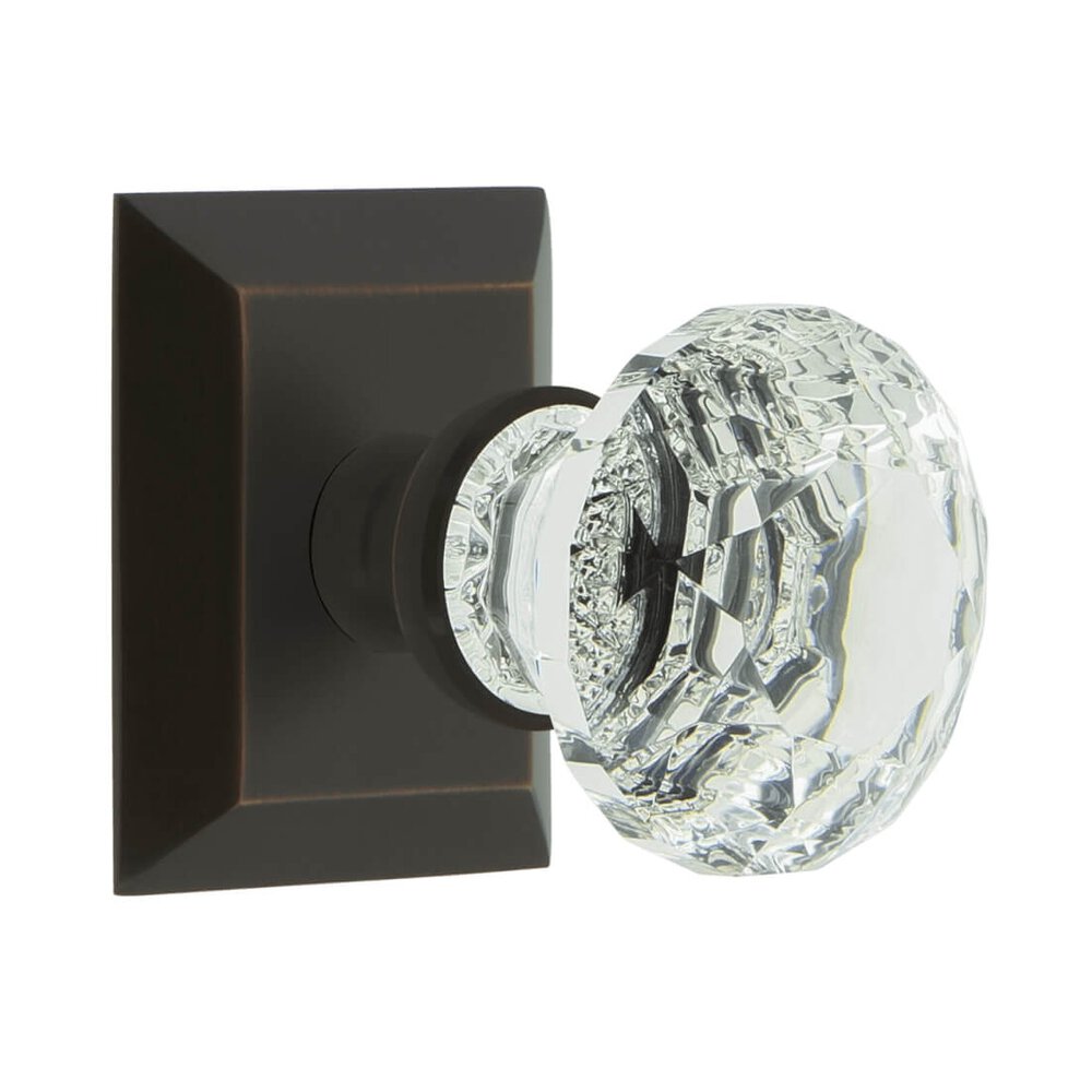 Fifth Avenue Square Rosette Single Dummy with Brilliant Crystal Knob in Timeless Bronze