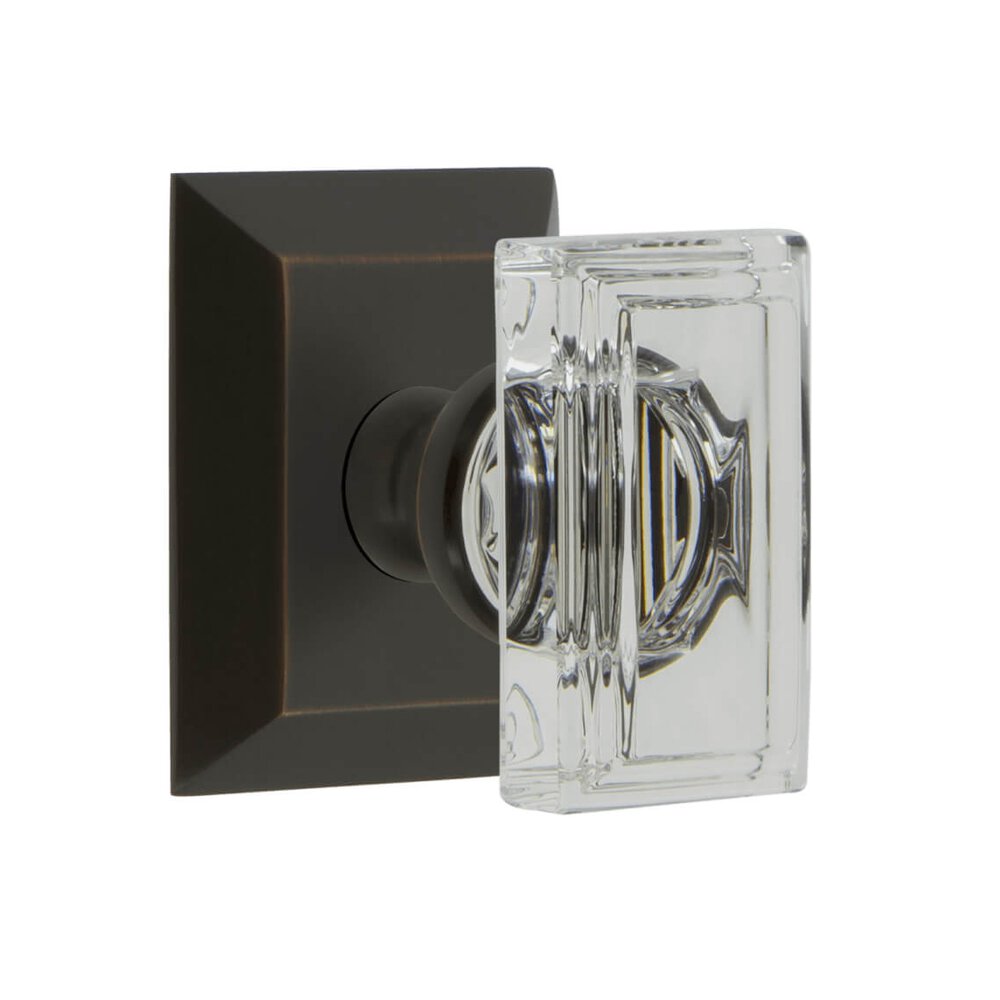 Fifth Avenue Square Rosette with Carre Crystal Knob in Timeless Bronze