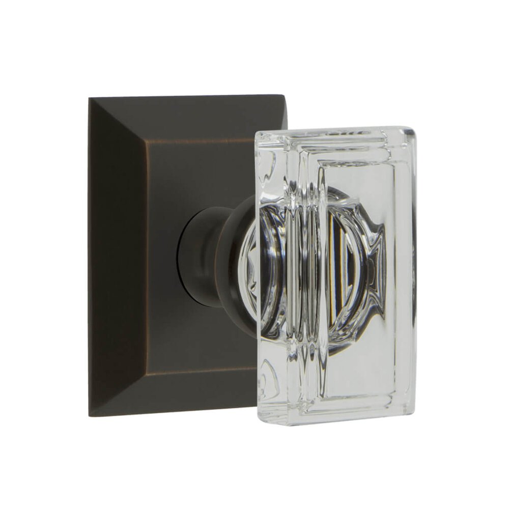 Fifth Avenue Square Rosette Double Dummy with Carre Crystal Knob in Timeless Bronze