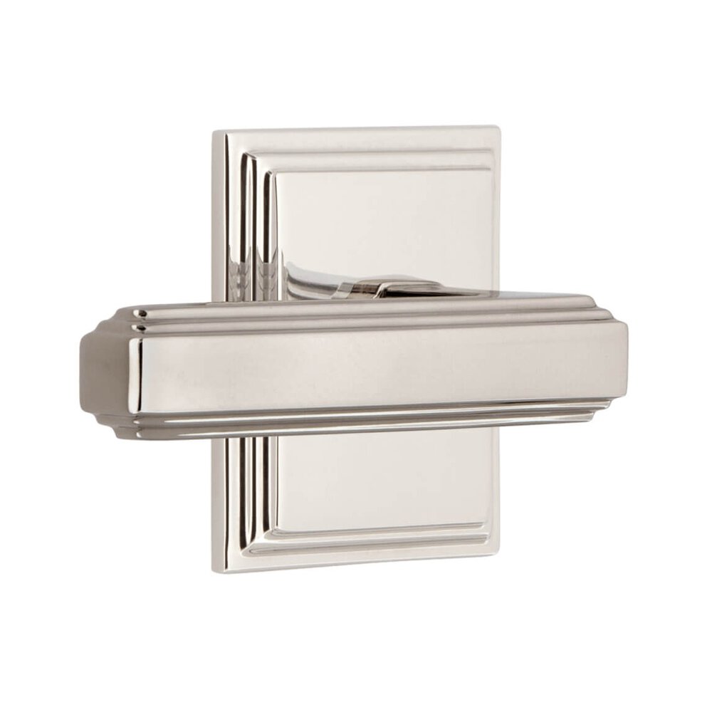 Carre Square Rosette Passage with Carre Lever in Polished Nickel