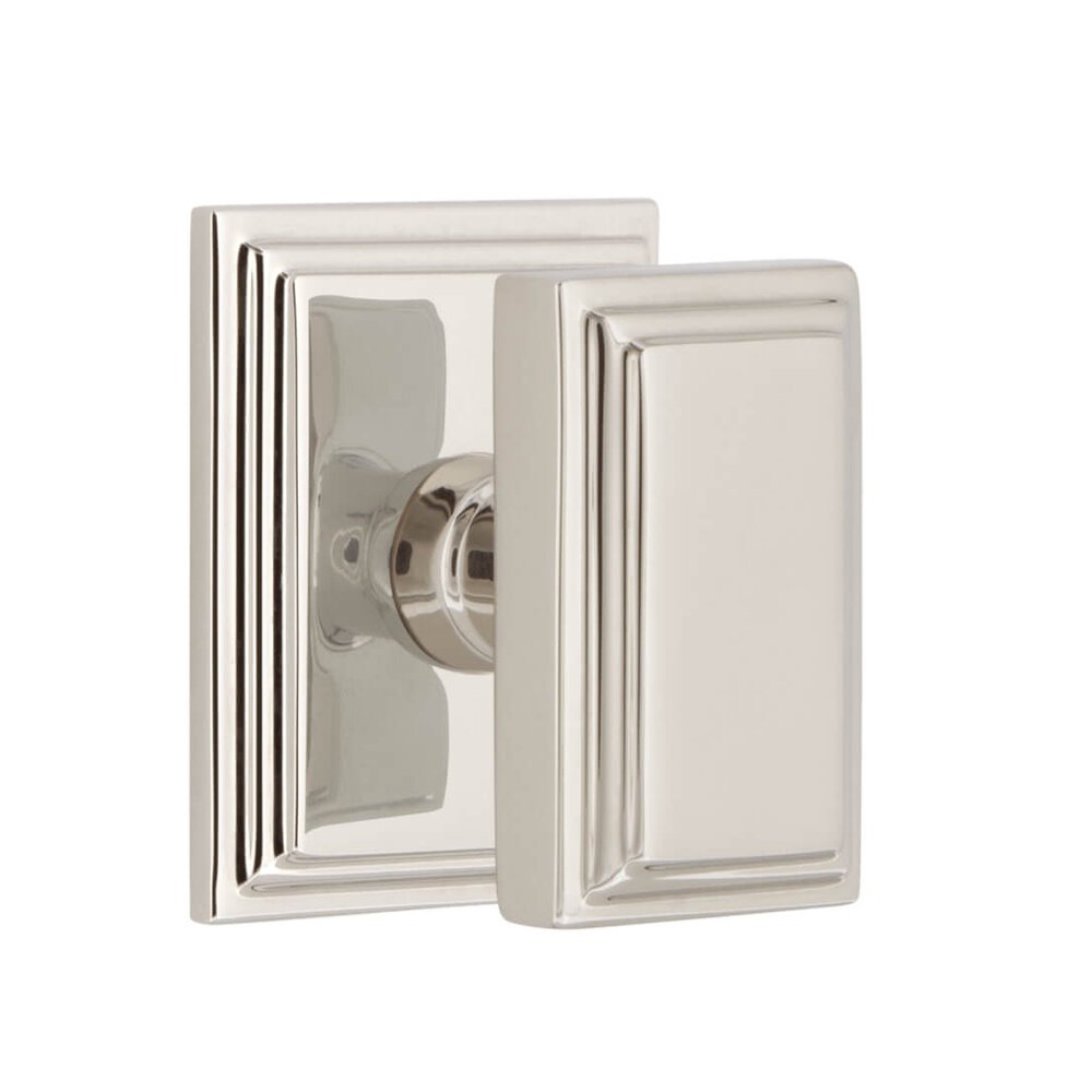 Carre Square Rosette Privacy with Carre Knob in Polished Nickel