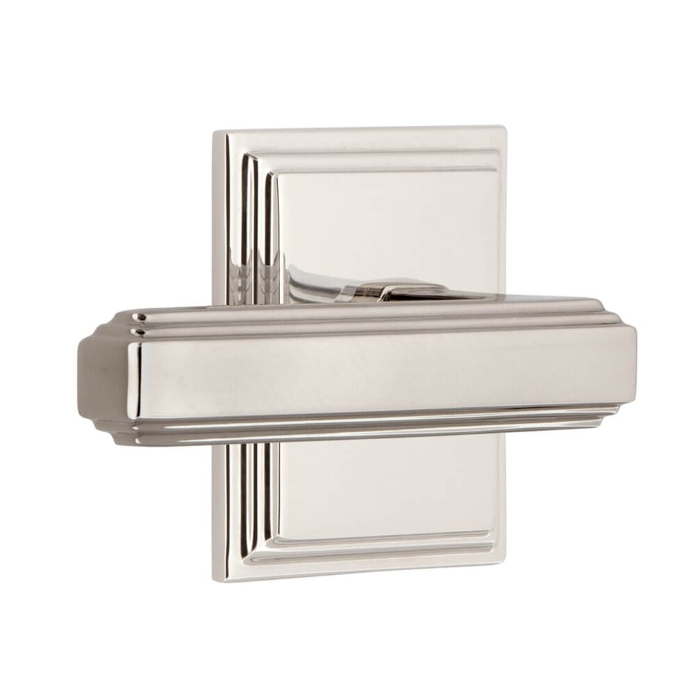 Carre Square Rosette Privacy with Carre Lever in Polished Nickel