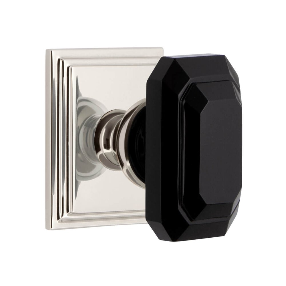 Carre Square Rosette Single Dummy with Baguette Black Crystal Knob in Polished Nickel