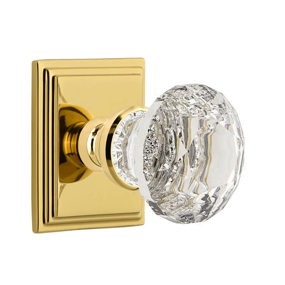 Carre Square Rosette Single Dummy with Brilliant Crystal Knob in Lifetime Brass