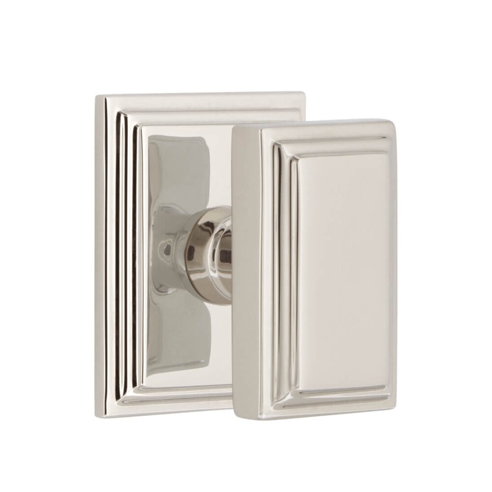 Carre Square Rosette Single Dummy with Carre Knob in Polished Nickel
