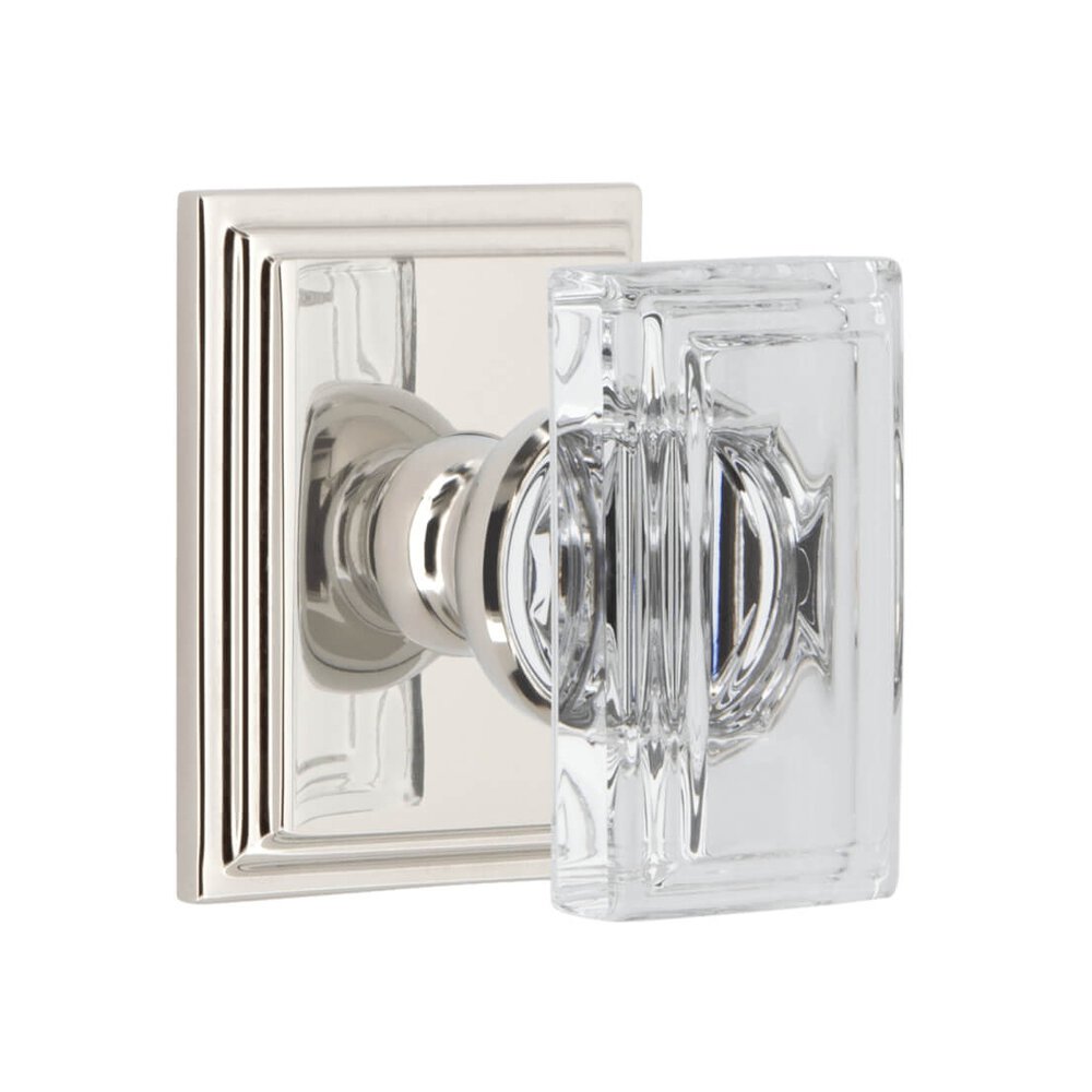 Carre Square Rosette Single Dummy with Carre Crystal Knob in Polished Nickel