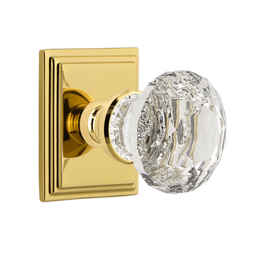 Carre Square Rosette Double Dummy with Brilliant Crystal Knob in Lifetime Brass