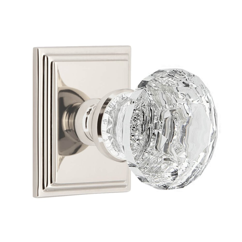Carre Square Rosette Double Dummy with Brilliant Crystal Knob in Polished Nickel
