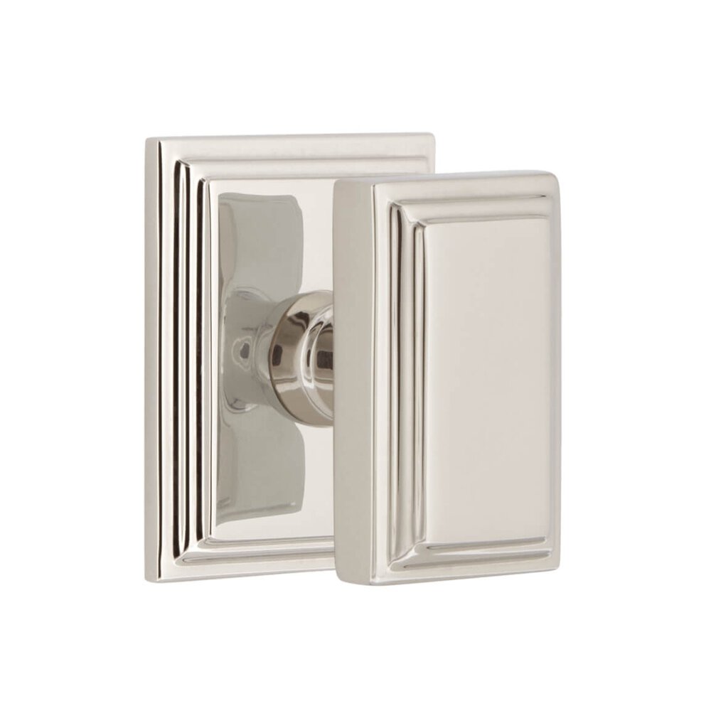 Carre Square Rosette Double Dummy with Carre Knob in Polished Nickel